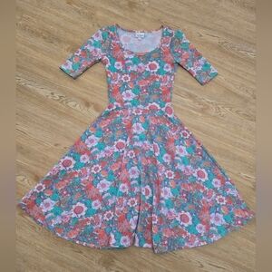 LuLaRoe Floral Dress - Pink and White